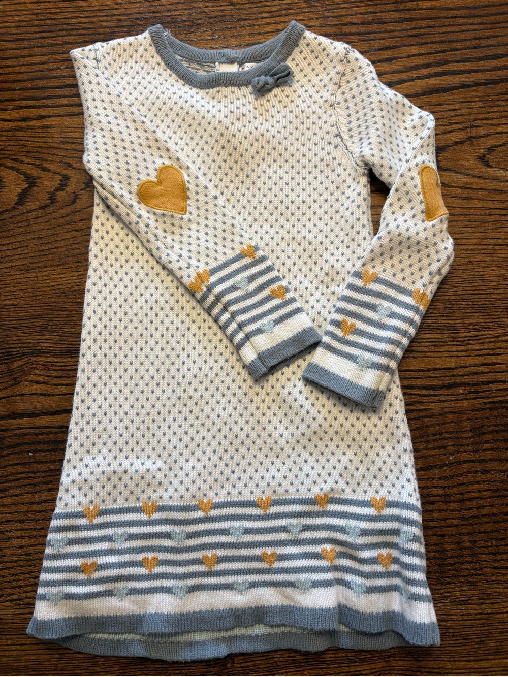 Max Studio Sweater Dress Heart Elbow Patches Size 3T Hearts Winter Toddler